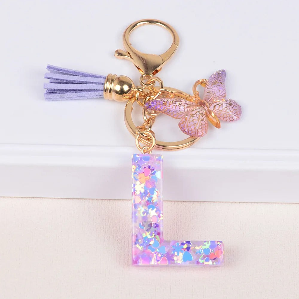 🔥Butterfly Letter Keychain Tassel Design Vibrant Durable Lightweight Gift